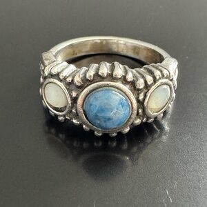 Vintage Sterling Denim Lapis and Moonstone Ring